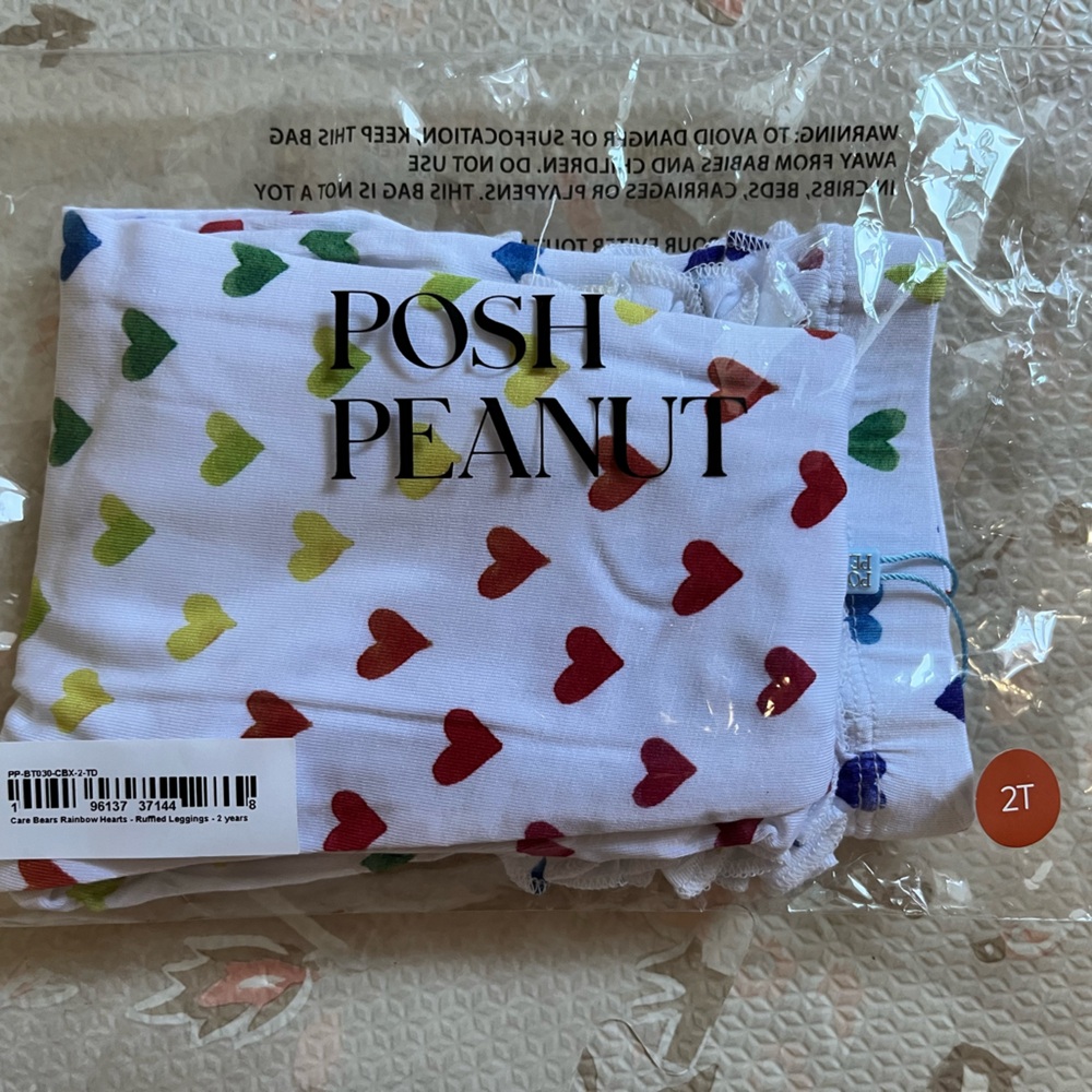 NWT- Posh Peanut x Care Bears- Rainbow hearts ruffled leggings